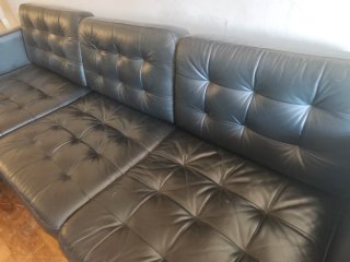 Sofá Chaise Longue Negro Cuero