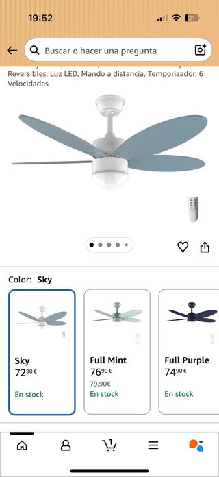 Aspas Ventilador Azul y otro beige