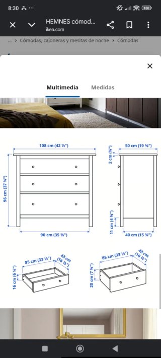 Cómoda de madera y metal Ikea