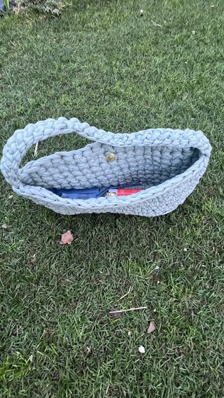 Bolso de crochet azul claro