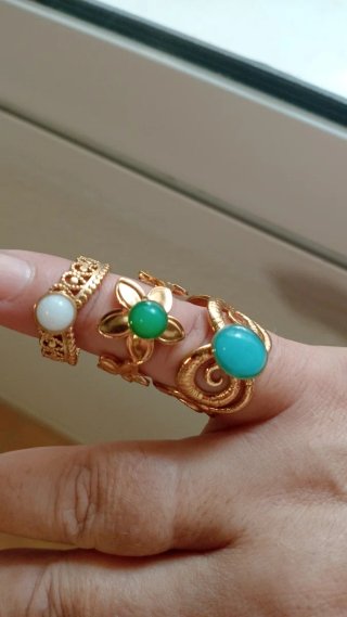 Anillo ajustable abanico con piedras
