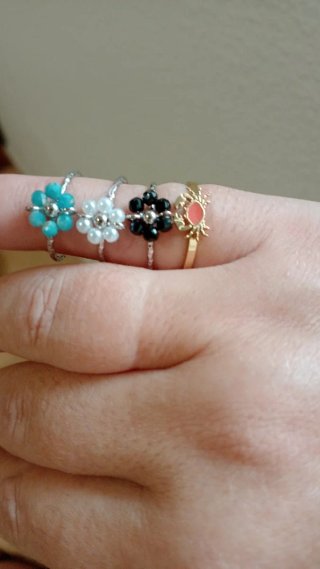 Anillo ajustable abanico con piedras