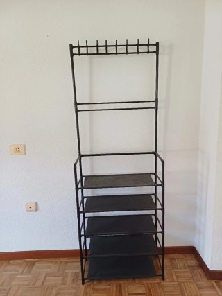 Estantería de tela y plástico negra
