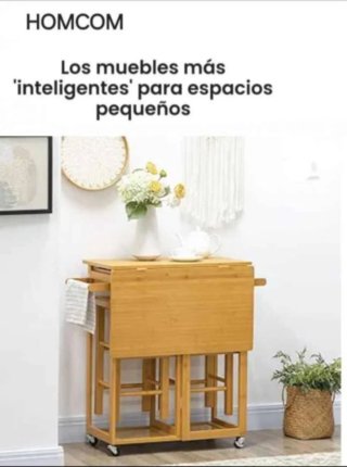 Mesa Alta Plegable Y Extensible Con 2 Taburetes