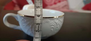 6 Tazas de Porcelana Bavaria con Borde Dorado