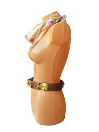 Cinturón Hermes Hebilla Dorada Marrón
