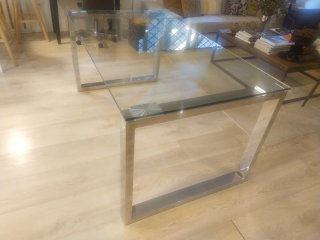 Mesa Comedor Cristal/Acero 160x90