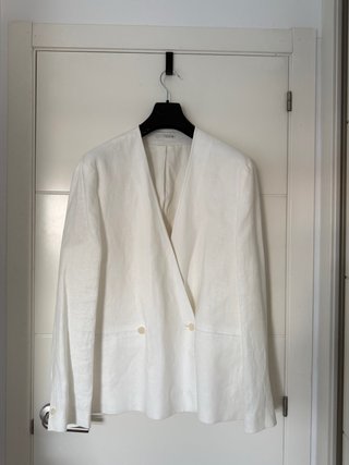 Americana Lino Sin Solapa Blanca Talla 52