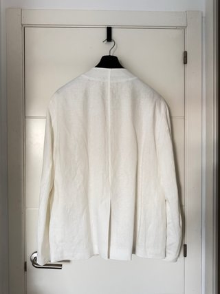 Americana Lino Sin Solapa Blanca Talla 52