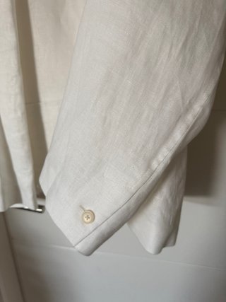 Americana Lino Sin Solapa Blanca Talla 52