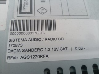 SISTEMA AUDIO / RADIO CD DACIA SANDERO Básico