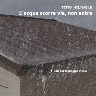 Caseta De Jardín 4.07M² De Acero Galvanizado Con Orificios De Drenaje Y Ventilación, Cobertizo Para Herramientas Con Techo Inclinado, Doble Puertas Correderas Bloqueables, Diseño Efecto Madera, Marrón