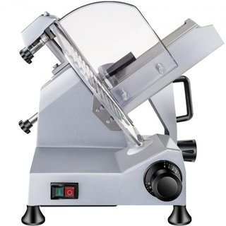 Cortadora de Carne Comercial, Cortadora de Alimentos Eléctrica de 240W, Cortadora de Alimentos Eléctrica de Cuchilla de Acero al Carbono de 10 Pulgadas, Cortadora de Carne de 350-400RPM, Grosor Aj...