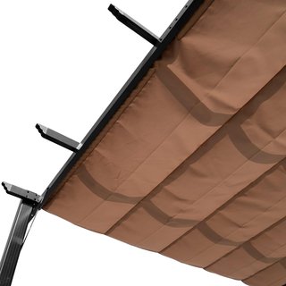 Gazebo Pergola Da Giardino 3X4M Con Tetto Scorrevole In Poliestere E Struttura In Alluminio, Grigio E Marrone