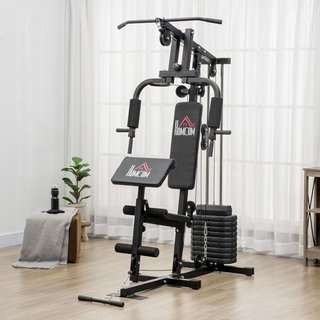 Estación de Fitness Multifuncional Power Tower Con Pesas Hasta 45Kg Y Banco Acolchado para Entrenamiento en Casa y Profesional, para Chest Press, Lat Pull Down