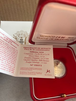 2€ Mónaco 2026 Ducado de Valentinois