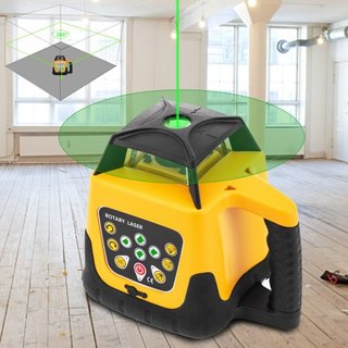 Nivel Láser Rotativo Haz Verde 500m de Alcance Ajustable en Pendiente 360° Giratorio Preciso con Control Remoto Receptor Maletín de Transporte