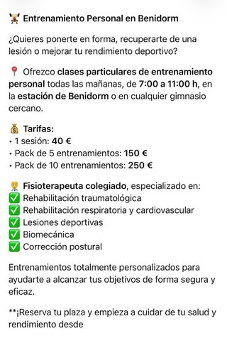 ️‍️ Entrenamiento Personal en Benidorm