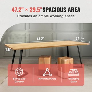 Mesa de Madera, 47.2" x 29.5" x 1.5", Capacidad de Carga de 330 lb, Escritorio Universal de Madera Sólida en Una Sola Pieza para Marco de Escritorio de Pie Eléctrico Ajustable en Altura, Encimera ...