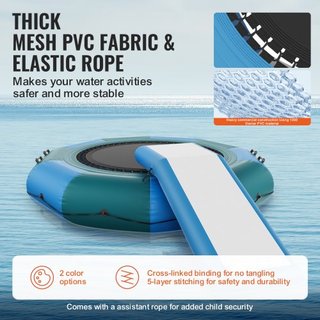 Bouncer de Agua Inflable, Trampolín Recreativo de Agua de 10 pies, Plataforma de Salto Portátil con Tobogán, Escalera de 3 Pasos y Bomba de Aire Eléctrica, Rebotador Flotante para Niños y Adultos ...