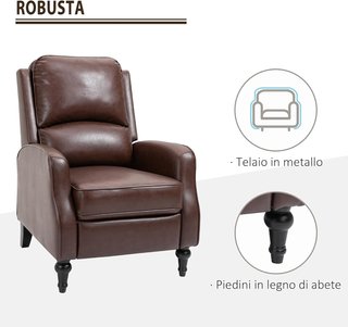 Sillón Relax Reclinable 90° Y 150° Manual para TV, Sala de Estar, Dormitorio, Diseño Moderno en Piel 73X86X104Cm