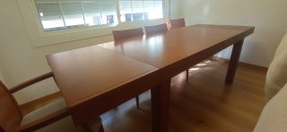 Conjunto mesa y 6 sillas comedor madera