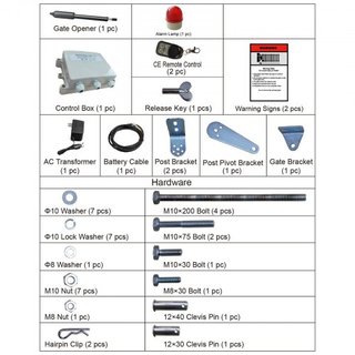 abridor de puerta oscilante con actuador lineal 380 kg con control remoto de 5.5 m de longitud