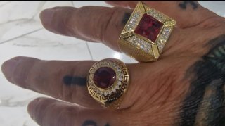 Anillos Oro 18kt Sellos Piedra Roja