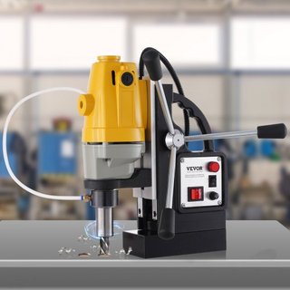 Prensa de Taladro Magnético de 1100W Fuerza Magnética de 12000 N con 6 Piezas de Brocas Anulares HSS