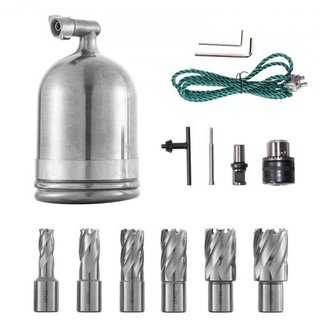 Prensa de Taladro Magnético de 1100W Fuerza Magnética de 12000 N con 6 Piezas de Brocas Anulares HSS