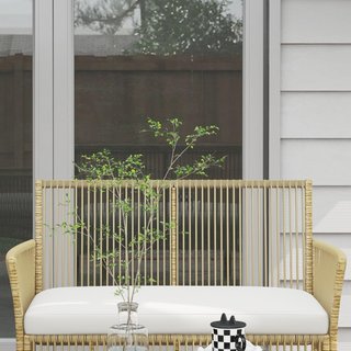 Juego de Jardín de Rattan 4 Piezas, Juego de Exterior con 2 Sillones de Exterior, Sofá de Jardín y Mesa de Jardín, Natural y Negro