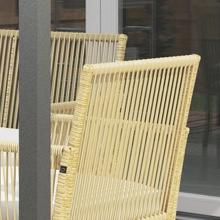 Juego de Jardín de Rattan 4 Piezas, Juego de Exterior con 2 Sillones de Exterior, Sofá de Jardín y Mesa de Jardín, Natural y Negro