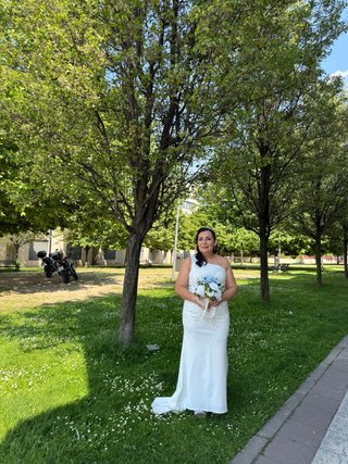 Vestido de Novia Blanco Talla L Bordado en pedreri