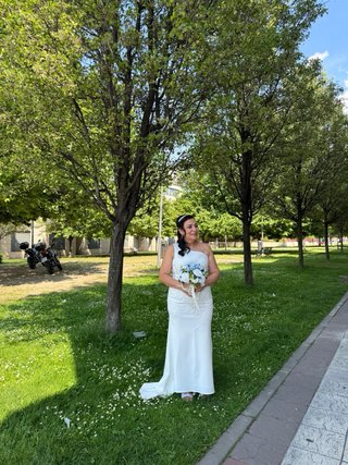 Vestido de Novia Blanco Talla L Bordado en pedreri