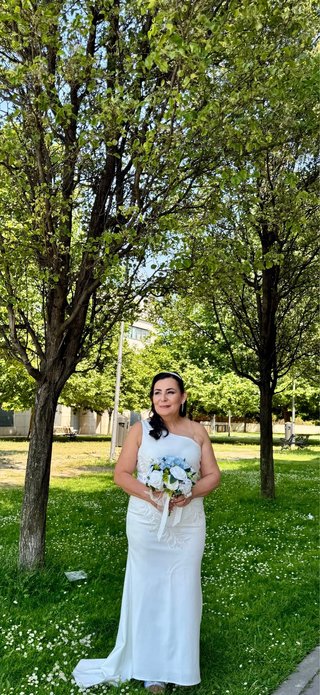 Vestido de Novia Blanco Talla L Bordado en pedreri