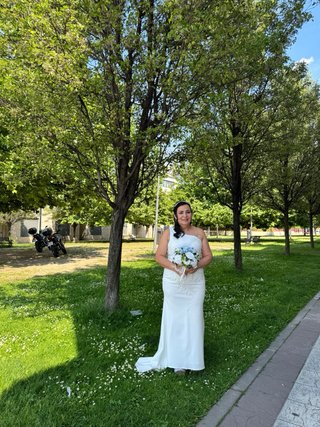 Vestido de Novia Blanco Talla L Bordado en pedreri