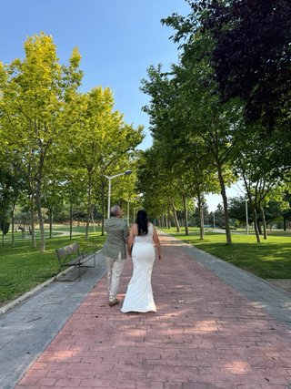 Vestido de Novia Blanco Talla L Bordado en pedreri