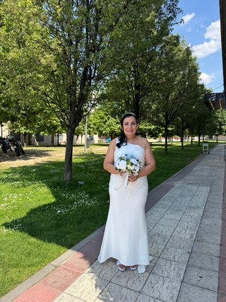 Vestido de Novia Blanco Talla L Bordado en pedreri