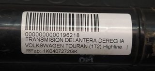 TRANSMISION DELANTERA DERECHA VOLKSWAGEN TOURAN (1T2) Highline