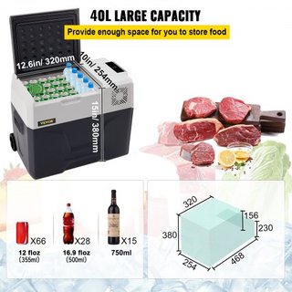 Refrigerador de Coche, Refrigerador de Coche de 12 Voltios, Congelador Portátil de Zona Única de 40 L con Ruedas y Asa, -4℉-68℉, Enfriador de Compresor de 12/24V CC y 100-240V CA para Exterior, Ca...