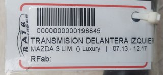 TRANSMISION DELANTERA IZQUIERDA MAZDA 3 LIM. () Luxury