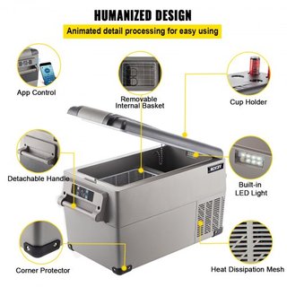 Frigorifero Auto 35L Compressore Piccolo Portatile Frigorifero Auto Congelatore Veicolo Auto Camion RV Barca Mini Raffreddatore Elettrico Viaggio Guida Pesca Uso Esterno e Interno
