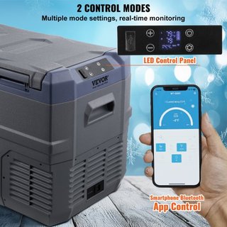 Refrigerador de Coche, Congelador Portátil de Doble Zona de 32 L, Refrigerador de Coche de 12 Voltios, Rango Ajustable de -4℉-68℉, Enfriador de Compresor de 12/24V DC y 100-240V AC para Exterior, ...