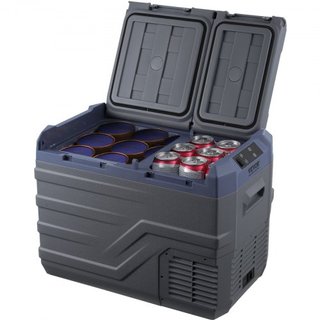 Refrigerador de Coche, Congelador Portátil de Doble Zona de 32 L, Refrigerador de Coche de 12 Voltios, Rango Ajustable de -4℉-68℉, Enfriador de Compresor de 12/24V DC y 100-240V AC para Exterior, ...