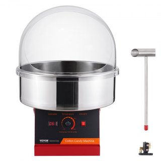 Máquina de Algodón de Azúcar Eléctrica, Fabricante de Algodón de Azúcar de 1000W, Máquina Comercial de Algodón de Azúcar con Tapa, Tazón de Acero Inoxidable y Cucharón de Azúcar, Perfecta para Cum...