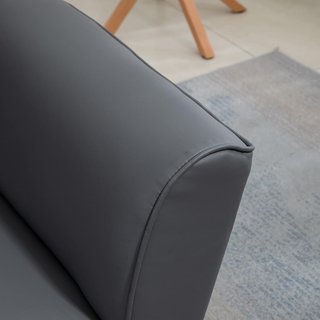 Sofá de 2 Plazas Convertible en Sofá Cama Individual con Brazos Regulables, Tapizado Efecto Piel Gris, 164X71X75Cm