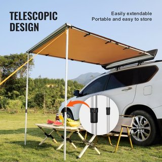 Tenda Laterale per Auto, Ampia Ombreggiatura di 6,6' x 8,2' per Veicoli, Tenda Retrattile PU3000mm UV50+ con Borsa di Stoccaggio Impermeabile, Altezza Regolabile, Adatta per Camion,...