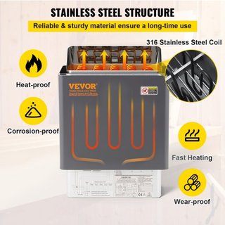 Calentador de Sauna Eléctrico Seco de 9KW con Controlador Externo de Acero Inoxidable para Sala de 9-13m3