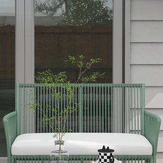 Conjunto de Jardín de Rattan de 4 Piezas, Conjunto de Exterior con 2 Sillones de Exterior, Sofá de Jardín y Mesa de Jardín, Verde y Negro