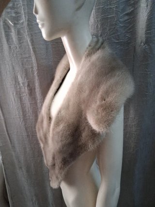 Stola scialle vera pelle beige/grigio
